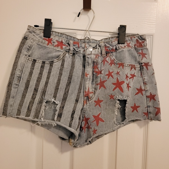 Birds of Prey Stars and Stripes Denim Shorts Size M (29/30) - Picture 3 of 5
